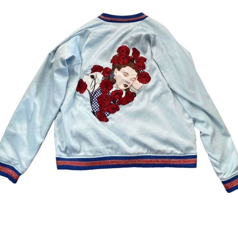 Cakeworthy Wizard of Oz Poppy Light Blue Red Bomber
Dorothy Jacket NWT Size 3XL
